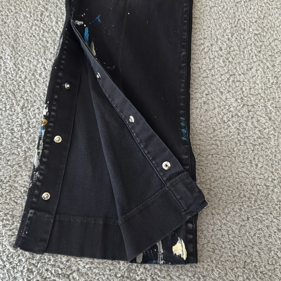 AMIRI Black Flare Wide Leg Jeans with Embellishments Paint size 38 - Picture 6 of 17